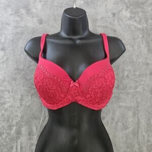 Victoria’s Secret 36DD Red Lace Demi Bra Underwire Bombshell Romantic